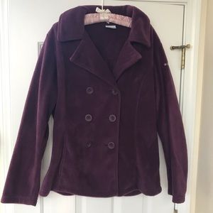 Columbia fleece Pea Coat. Eggplant color...XL